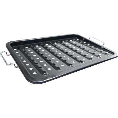 GrillPro 11 In. W. x 16 In. L. Porcelain Coated Stainless Steel Grill Topper Tray